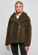 Women's biker jacket Sherpa olive