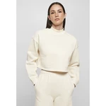 Ladies Cropped Oversized Sweat High Neck Crew whitesand