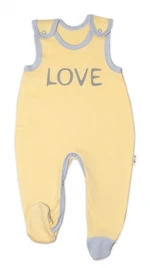 Kojenecké bavlněné dupačky Baby Nellys, Love - žluté, vel. 62 (2-3m)