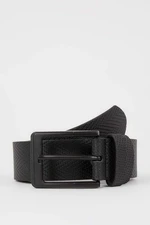 DEFACTO Men's Patterned Faux Leather Belt