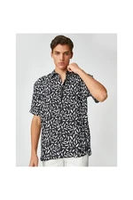 Koton 3SAM60149HW 9D9 Black Patterned Mens Viscose Woven Tops Shirt