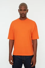 Trendyol Orange Men's Basic Crew Neck Oversized/Wide Cut, Short Sleeved T-Shirt