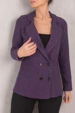 armonika Women's Purple Stripe Patterned Four Button Cachet Jacket