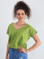 Cotton T-shirt with a light green neckline