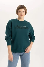 DEFACTO Relax Fit Slogan Long Sleeve Sweatshirt