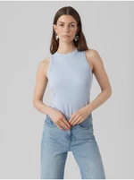 Světle modré dámské žebrované basic tílko AWARE by VERO MODA Lavend - Dámské