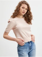 Light pink Ladies Short Sleeve Sweater Guess Emma - Women