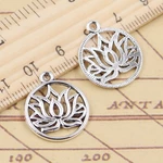 20pcs Charms Yoga Lotus Flower 22x19mm Tibetan Silver Color Pendants Antique Jewelry Making DIY Handmade Craft