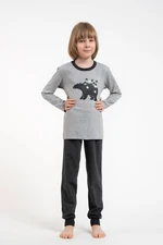 Boys' pyjamas Morten, long sleeves, long trousers - melange/dark melange