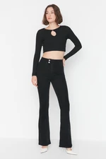 Trendyol Black Waist Detail Normální pas Flare