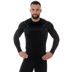 Pánské triko Brubeck Thermo s dlouhým rukávem  Black/Blue  S