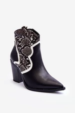 Women's snake boots leather cowgirls black and white Leara