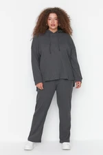 Trendyol Curve Anthracite Knitted Top-Upper Set