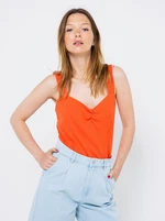 Orange Ribbed Tank Top CAMAIEU - Women