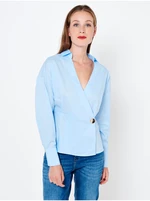 Light blue blouse with a crossover neckline CAMAIEU