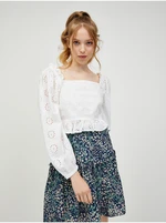 White perforated cropped blouse with balloon sleeves VERO MODA Naima - Women