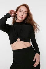 Trendyol Black Knitted Jumpsuit with Chain Detail on the Waist