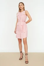 Trendyol Pink Belted Woven Shirt Woven Dress