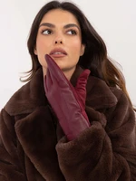 Burgundy women's gloves with eco-leather