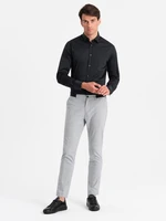 Ombre Classic men's SLIM FIT shirt in satin fabric - black