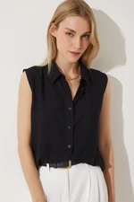 Happiness İstanbul Women's Black Sleeveless Viscose Shirt