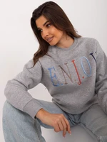 Grey insulated melange sweatshirt with print