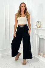 Viscose trousers with wide legs black