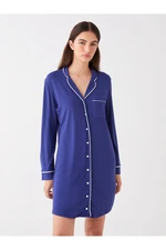 LC Waikiki Women's Shirt Collar Straight Long Sleeve Nightgown