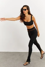 Menő és szexi női fekete Camisole leggings kontrasztvarrással B223