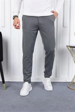 36197 Dewberry Ids Slim Fit Lycra Fabric Mens Trousers-GREY