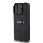 Zadní kryt Guess Saffiano Peony Stamp MagSafe pro Apple iPhone 16 Pro Max, černá