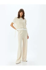 Koton Wide Leg Trousers Textured Elastic Waist Cotton