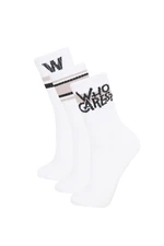 DEFACTO Women's 3-Piece Cotton Long Socks