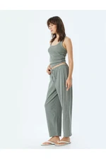 Koton Wide Leg Trousers with Elastic Waist Tie