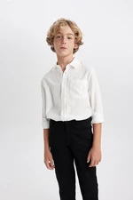 DEFACTO Boys White Oxford Long Sleeve School Shirt