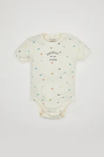 DEFACTO Baby Boy Newborn Crew Neck Patterned Short Sleeve Snap Bodysuit