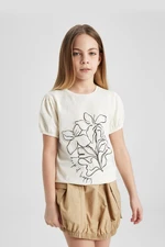 DEFACTO Girls Crew Neck Printed Short Sleeve T-Shirt