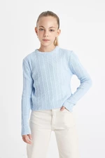 DEFACTO Girl Blue Standard Fit Crew Neck Knitwear Sweater