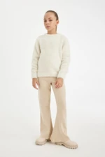 DEFACTO Girl Flare Fit Bell-bottom Basic Plain Knitwear Trousers