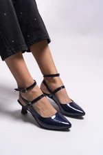 Riccon Seklaith Women's Heeled Shoes0012357 Navy Blue Patent Leather