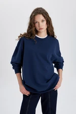 DEFACTO Oversize Fit Crew Neck Thick Fabric Basic Long Sleeve T-Shirt