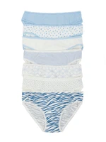 Blue and ecru women's printed panties 7-pack