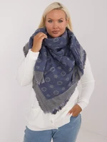 Blue-gray warm women's scarf with wool