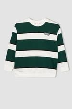 DEFACTO Boy Oversize Fit Wide Mold Crew Neck Striped Sweatshirt