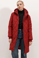 Bigdart 5138 Quilted Long Puffer Jacket - Claret Red