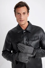 DEFACTO Men's Faux Leather Gloves