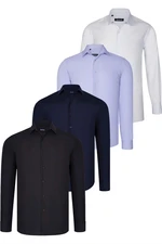 QUAD SET G726 DEWBERRY SHIRT-BLACK-WHITE-NAVY BLUE-LILAC