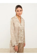 LC Waikiki Shirt Collar Patterned Long Sleeve Satin Women's Pajama Set