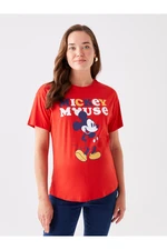 LC Waikiki Crew Neck Mickey Mouse Printed Short Sleeve Maternity T-Shirt