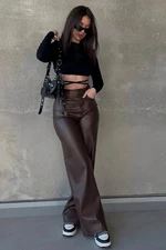 Madmext Mad Girls Brown Leather Trousers